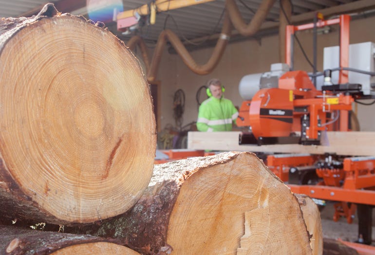 Nils Ohlin operates LT40 sawmill